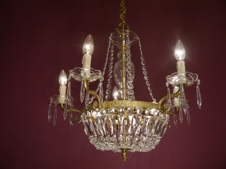 airy basket chandelier brass crystal hanging 8 flames(only pickup)