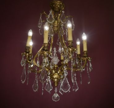 heavy solid crystal chandelier brass 8 flames(only pickup)