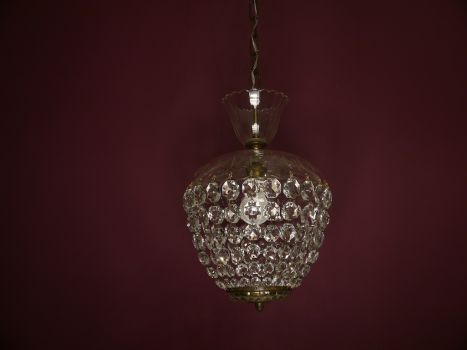 old art nouveau lamp single flame, crystal hood