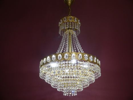 medium strass crystal stepped chandelier bright brass 6 lights