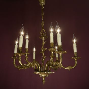 10 LIGHT CRYSTAL BRASS CHANDELIER GLASS CEILING SMALL LAMP ROCOCO BAROQUE