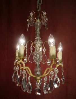 small french antique gold bronze finish chandelier 5 light brass