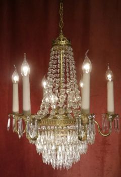 Cones brass glass stepped empire chandelier style high pink candle sleeve