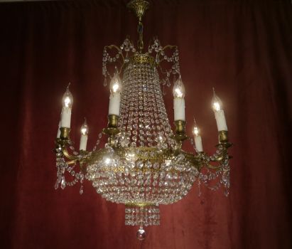 beautiful large 15 lights brass strass crystal chandelier