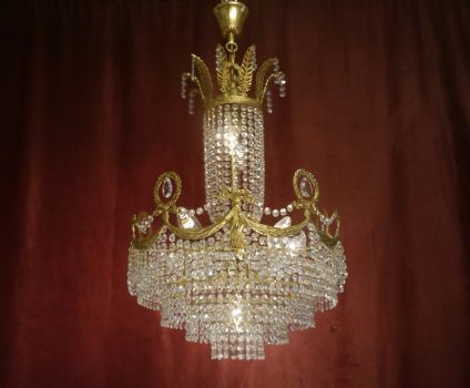high small stepped strass crystal chandelier goldbronze finish 8 lights