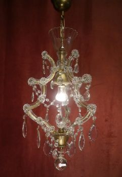 ONE LIGHT MARIE THERESIA CHANDELIER GLASS CRYSTAL LAVISHLY DECORATED