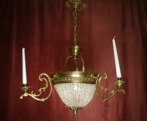 old charm pearls glass chains basket brass chandelier