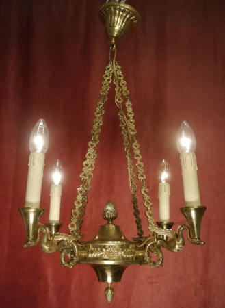 4 lights bronze chandelier shiny brass finish small size