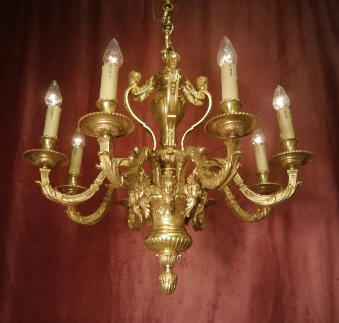 Amazing Large Mazarin Chandelier Goldbronze 8 Light