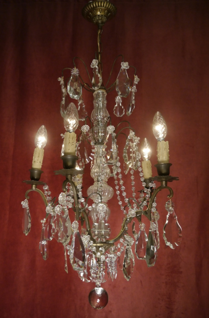 playful french antique crystal chandelier bronze 5 lamps