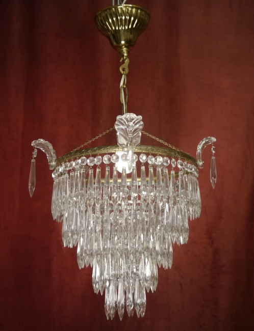 medium-size step chandelier ceiling lamp glass spigot brass
