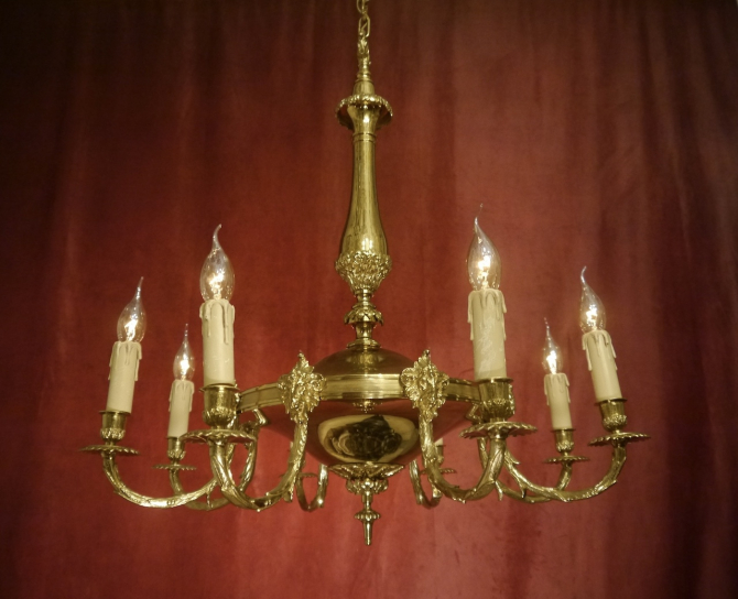 shiny brass empire chandelier long size 8 lights
