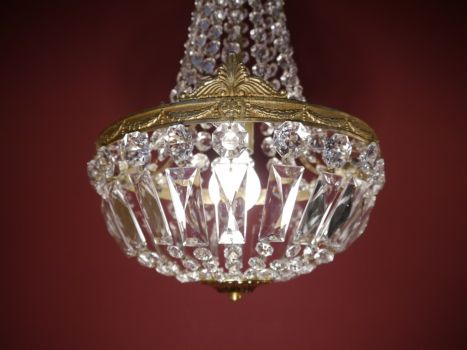 Preview: classic small basket chandelier lamp brass, slate crystal cut Preview: classic small basket chandelier lamp brass, slate crystal cut