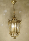 Preview: French Brass & Glass Lantern Chandelier – Vintage Ceiling Light 1960s