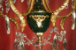 Preview: kleiner französischer Kristall Glas Lüster schöne Grünlackierung