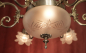 Preview: alte Jugendstil Lampe in Nickel silber Rosenblattschalen