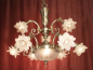 Preview: alte Jugendstil Lampe in Nickel silber Rosenblattschalen