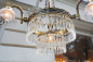 Preview: Empire Kronleuchter/ antike Lampe mit seltenem Zapfenschliff Kristallbehang 4-flammig
