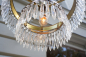 Preview: Empire Kronleuchter/ antike Lampe mit seltenem Zapfenschliff Kristallbehang 4-flammig