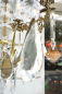 Preview: seltene Form antik Lampe Kronleuchter Bronze Bleikristall 4 flammig