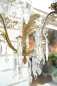 Preview: seltene Form antik Lampe Kronleuchter Bronze Bleikristall 4 flammig