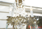 Preview: seltene Form antik Lampe Kronleuchter Bronze Bleikristall 4 flammig