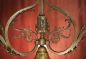 Preview: Großer französischer Jugendstil-Kronleuchter aus Bronze mit Löwenköpfen um 1920