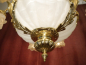 Preview: schöne große Muschelschalen Lampe Kronleuchter rosa Rosenblatt Messing glänzend 12 flammig