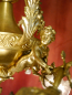 Preview: Beautiful tall antique Art Nouveau lamp gold bronze, satin rose petal bowls 7 lights
