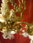 Preview: Beautiful tall antique Art Nouveau lamp gold bronze, satin rose petal bowls 7 lights