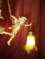 Preview: Large tall Art Nouveau Chandelier Lamp with colored delicate glass shade, Berlin