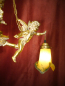 Preview: Large tall Art Nouveau Chandelier Lamp with colored delicate glass shade, Berlin