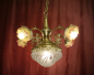 Preview: Beautiful Italian ceiling lamp, brass, red and yellow rose petal bowls, all original, Berlin