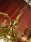 Preview: Beautiful Italian ceiling lamp, brass, red and yellow rose petal bowls, all original, Berlin