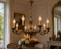 Preview: Elegant Spanish 8-Light Chandelier with Green Lacquer Accents and Solid Brass Frame