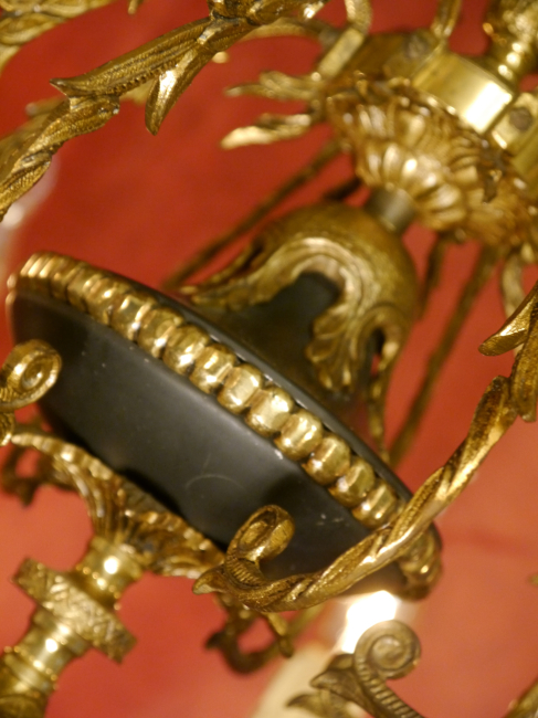 Vintage Empire Kronleuchter aus Messing 8-flammig Französischer Lüster