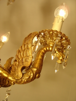 Blickfang - Drachen Kronleuchter Goldbronze hochwertig Kristallbehang!