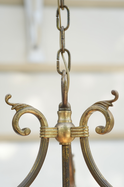 Preview: Antike französische Hallenlaterne im Louis-XVI-Stil mit Empire Messingapplikationen