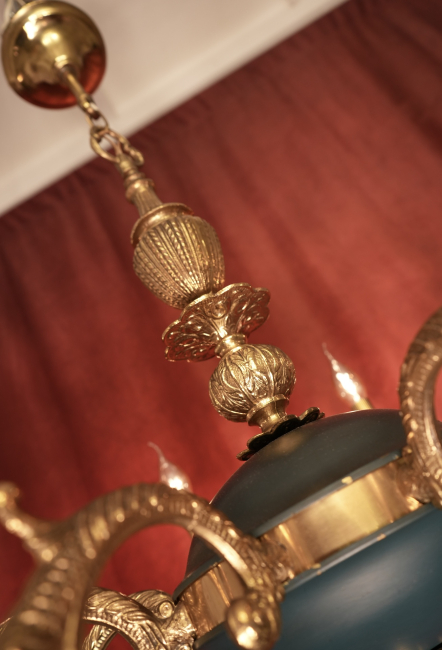 Preview: schöner Empire Kronleuchter seltene Farblackierung 8 flammig