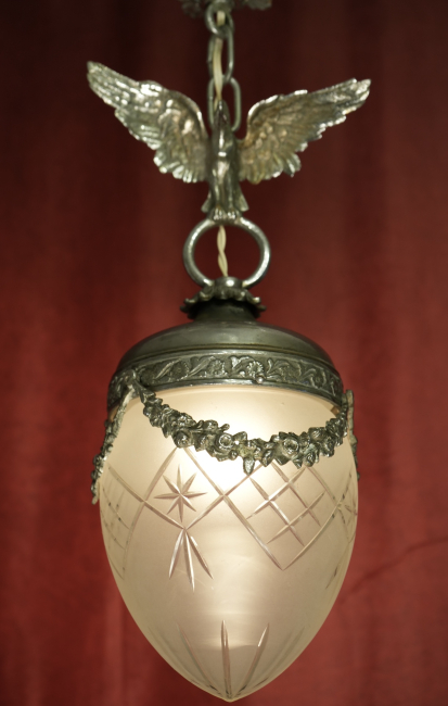 seltene Jugendstil Lampe silber Nickel Adler Figur