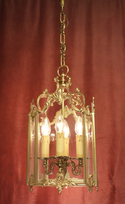 Preview: Messing glänzend Laterne 4 flammig