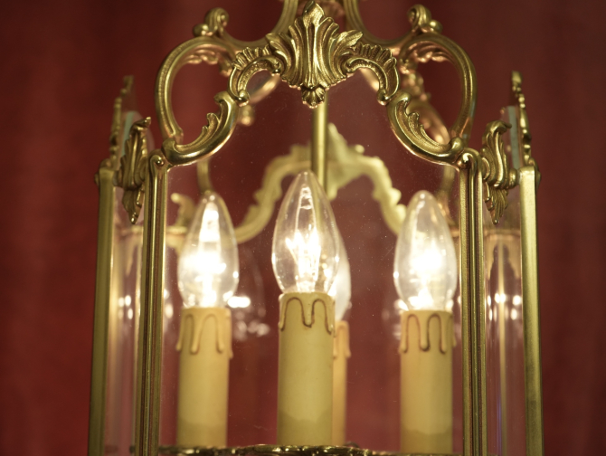 Messing glänzend Laterne 4 flammig