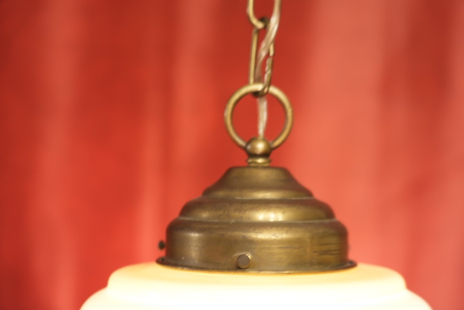 schöne Art Deco Lampe antik Bronze gelbes Glas