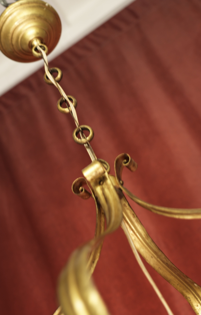 Preview: schöne schlichte Jugendstil Lampe Goldbronze