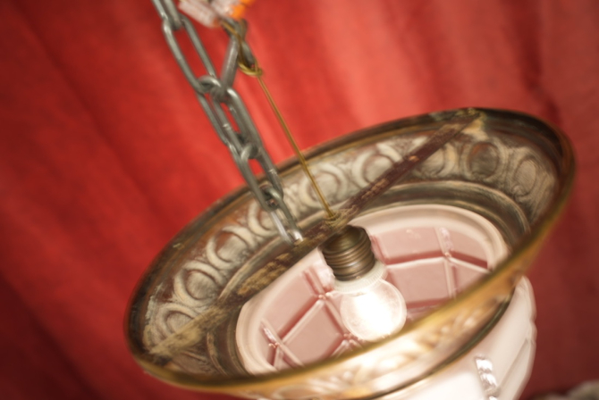 Preview: antike Deckenlampe Plafonniere Bronze geschliffenes Glas