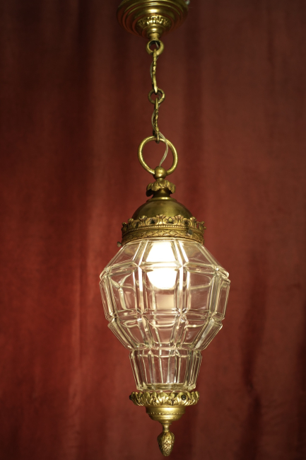 Preview: seltene Jugendstil Lampe kräftiges Glas Messing