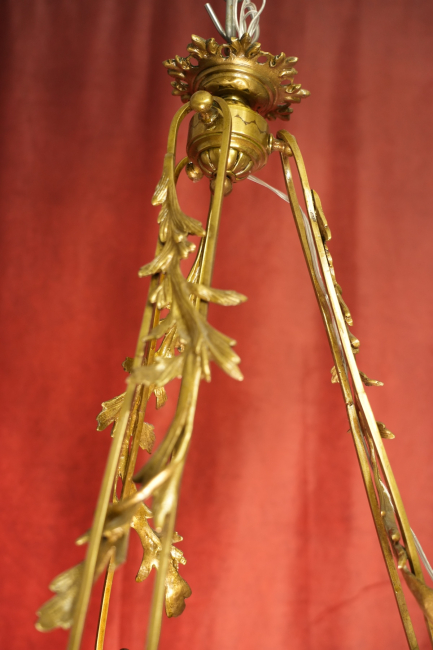 Preview: seltene Form Laterne Bronze farbigen strukturiertes Glas