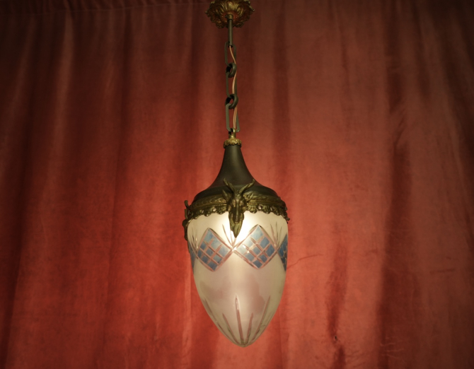 Preview: seltener Jugendstiltropfen farbiges Glas Bronze