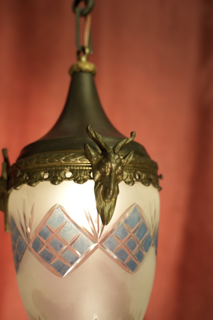 Preview: seltener Jugendstiltropfen farbiges Glas Bronze