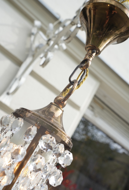 Korblüster Kristalllüster Messing Kristallbehang